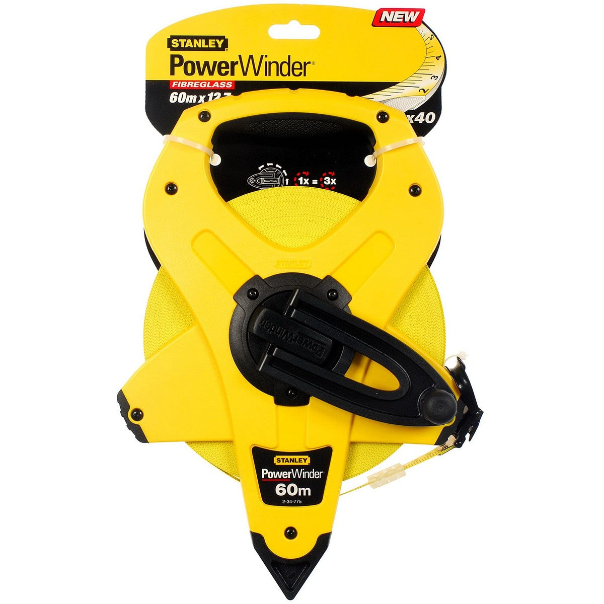 Målebånd Stanley Power Winder Lengde 60 m x 12,7 mm Fiberglass Nylon