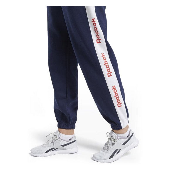 Joggebukser til voksne Reebok Linear Logo FL Dame Marineblå