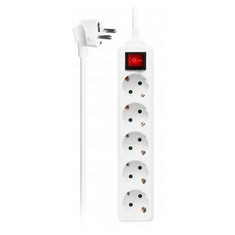 Forgrener - 5 Kontakter med Svitsj Ewent EW3916 Schuko Hvit (1,5 m)