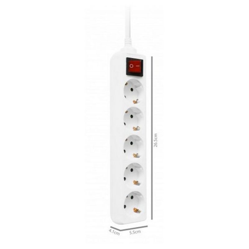 Forgrener - 5 Kontakter med Svitsj Ewent EW3916 Schuko Hvit (1,5 m)