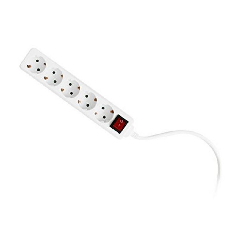 Forgrener - 5 Kontakter med Svitsj Ewent EW3916 Schuko Hvit (1,5 m)
