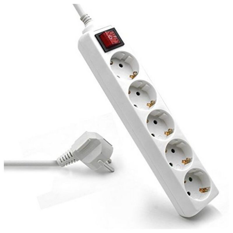 Forgrener - 5 Kontakter med Svitsj Ewent EW3916 Schuko Hvit (1,5 m)