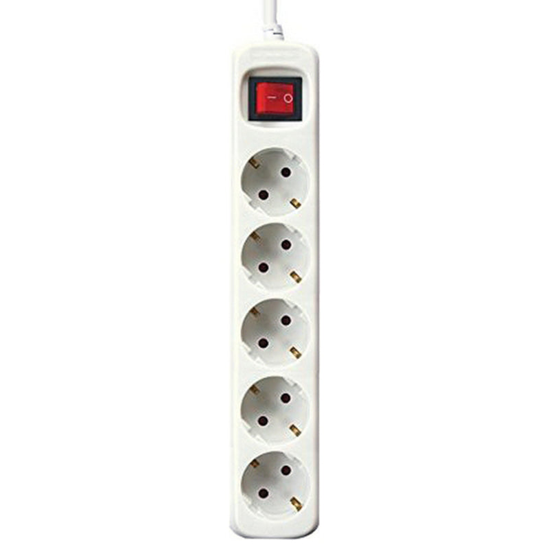 Forgrener - 5 Kontakter med Svitsj Silver Electronics Hvit