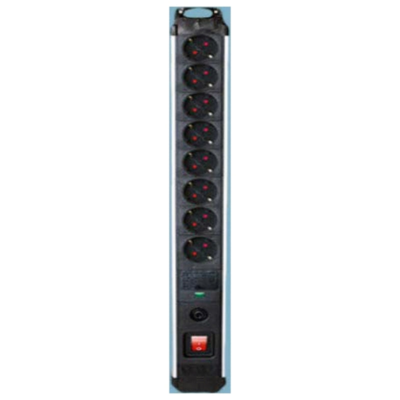 Forgrener - 8 Kontakter med Svitsj Silver Electronics 49648 3680W Svart