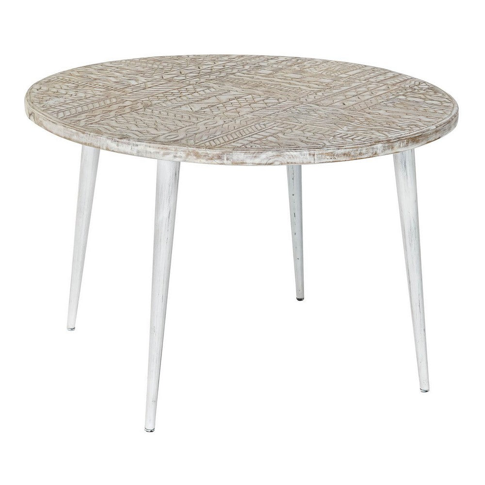 Sidebord Stretto Decor Hvit Metall Gyllen Treverk av mangotre (75 x 75 x 50 cm)