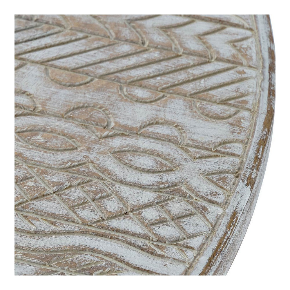Sidebord Stretto Decor Hvit Metall Gyllen Treverk av mangotre (75 x 75 x 50 cm)