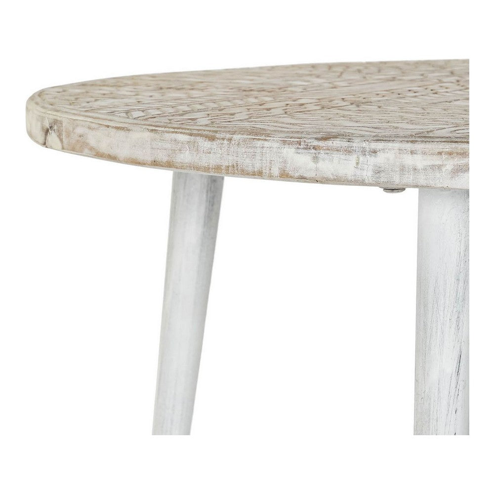 Sidebord Stretto Decor Hvit Metall Gyllen Treverk av mangotre (75 x 75 x 50 cm)