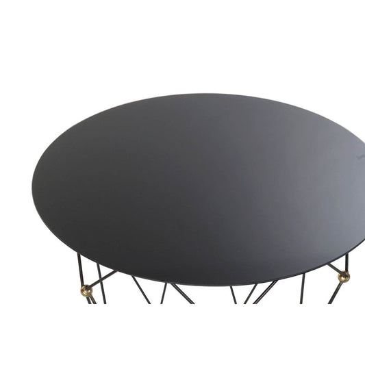 Sidebord Stretto Decor Svart Metall Krystall Gyllen (70 x 70 x 60 cm)