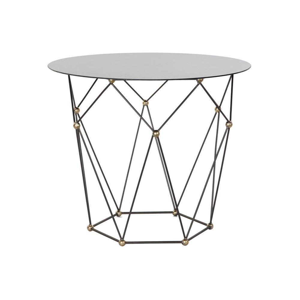Sidebord Stretto Decor Svart Metall Krystall Gyllen (70 x 70 x 60 cm)