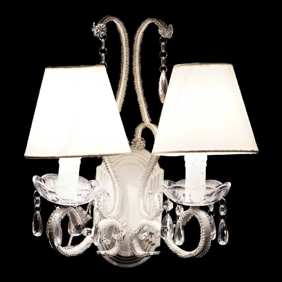 Taklys DKD Home Decor Hvit Gjennomsiktig Polyester Akryl Metall 220 V 25W (32 x 21 x 42 cm)