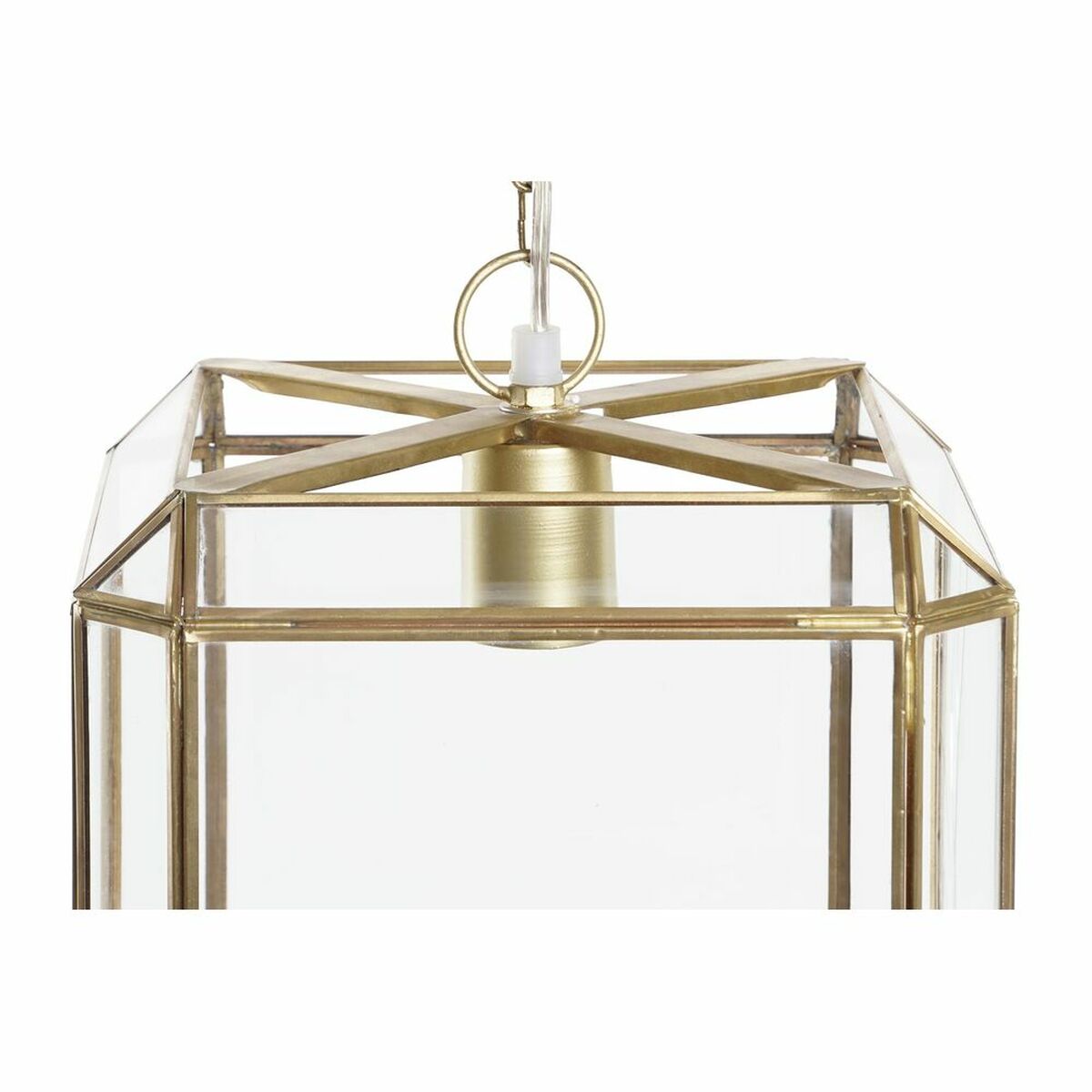 Taklys DKD Home Decor Krystall Gyllen Gjennomsiktig Messing 50 W (25 x 25 x 25 cm)