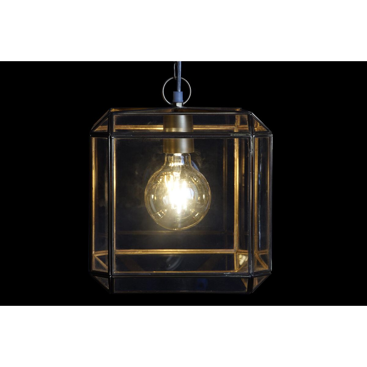 Taklys DKD Home Decor Krystall Gyllen Gjennomsiktig Messing 50 W (25 x 25 x 25 cm)