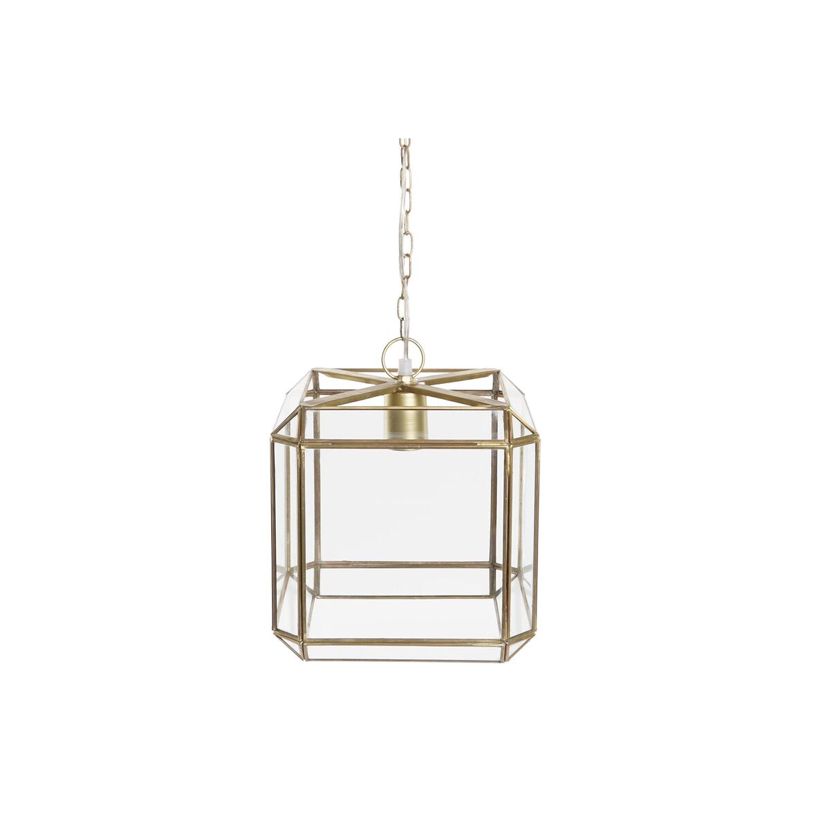 Taklys DKD Home Decor Krystall Gyllen Gjennomsiktig Messing 50 W (25 x 25 x 25 cm)
