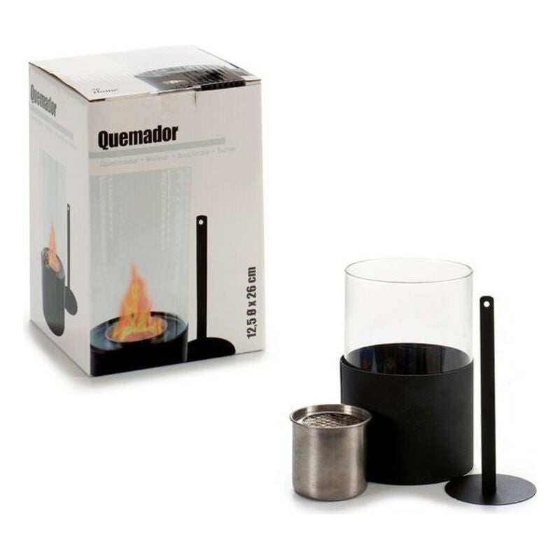 Forbrenning Svart Metall Glass (12 x 26 x 12 cm)