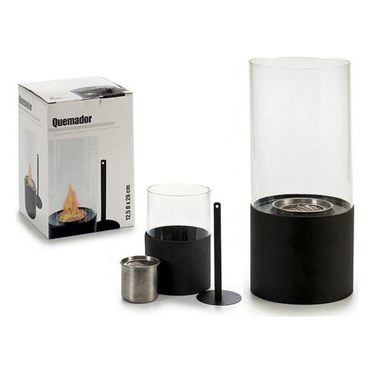Forbrenning Svart Metall Glass (12 x 26 x 12 cm)