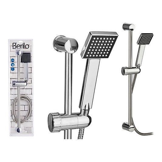 Dusjtelefon Kvadrat Stål Plast Sølv (3 Deler)