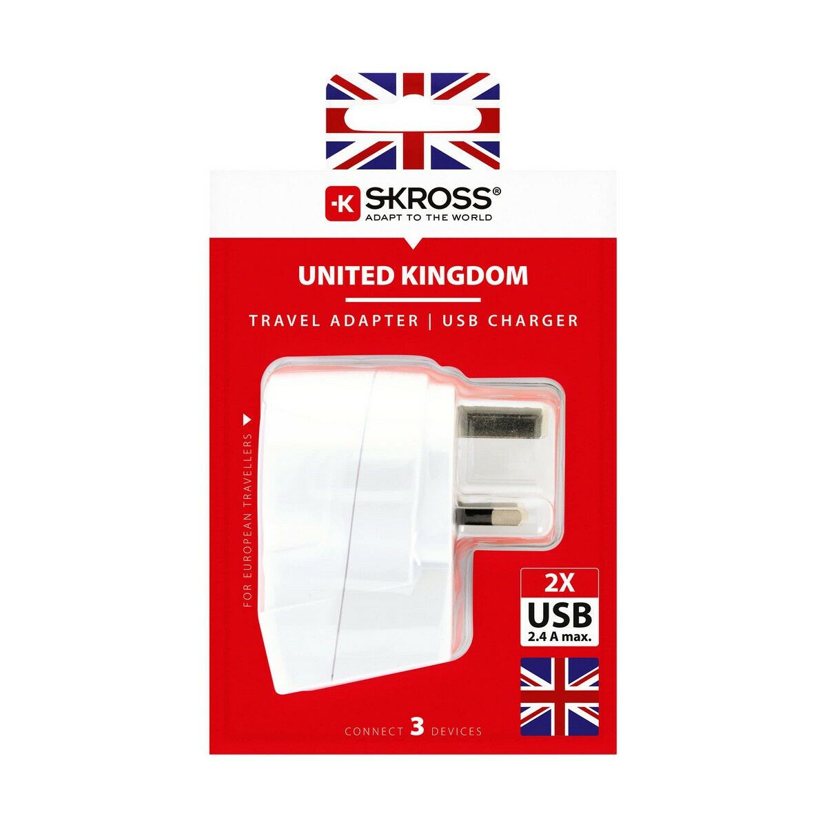 Nåværende Adapter Skross 1500280 USB x 2 Europeisk Storbritannia