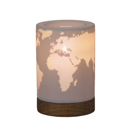 Bordlampe Verdenskart Tre Porselen