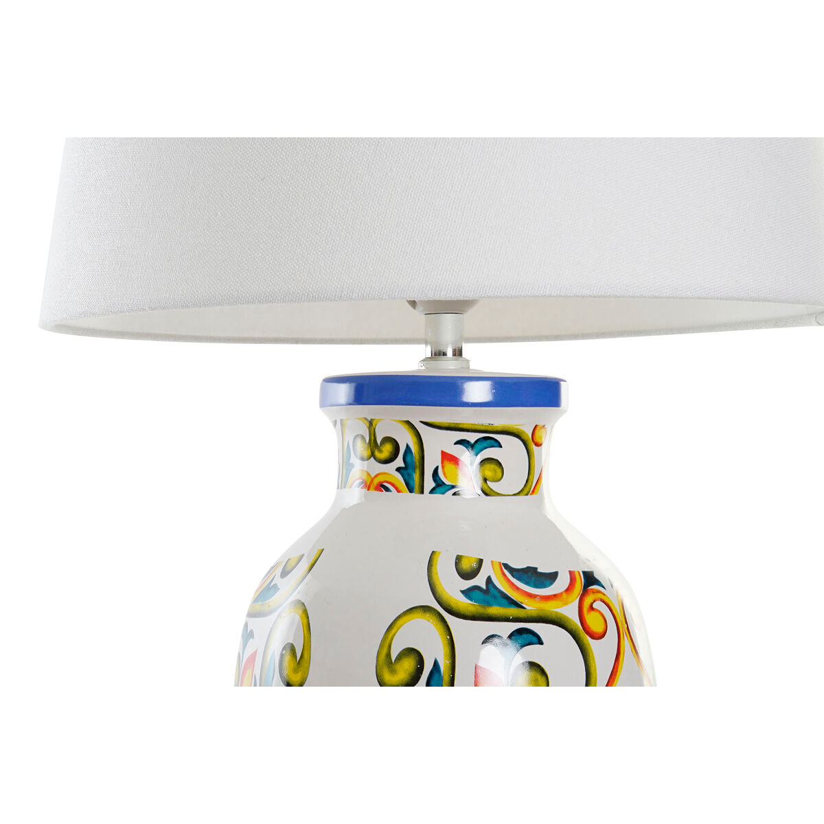 Bordlampe DKD Home Decor Keramikk Lin Hvit (34 x 34 x 67 cm)