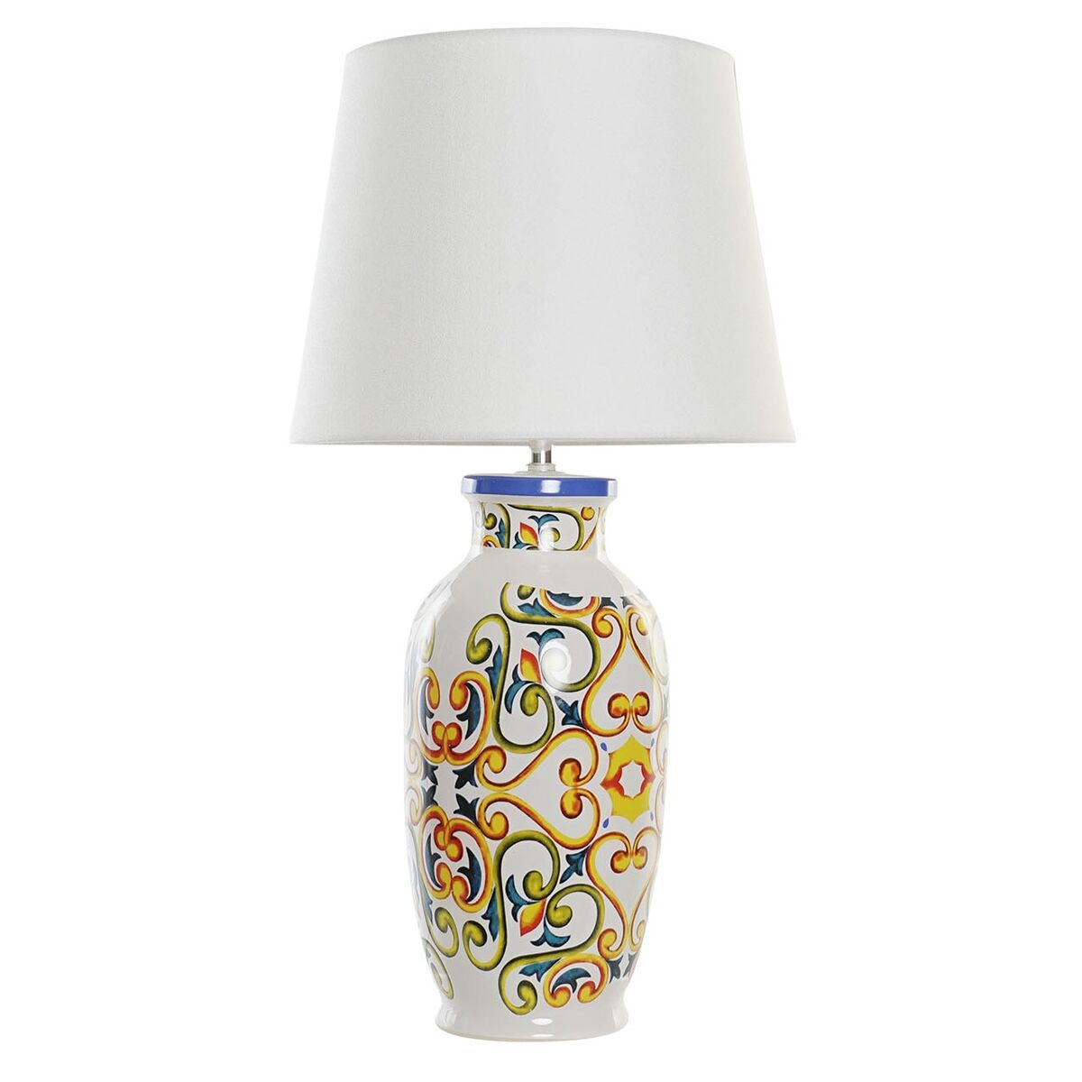 Bordlampe DKD Home Decor Keramikk Lin Hvit (34 x 34 x 67 cm)