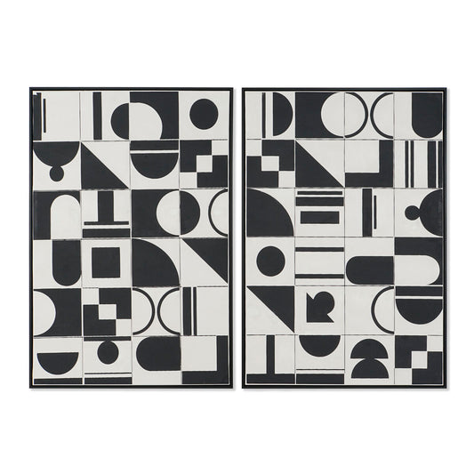 Maleri Home ESPRIT Hvit Svart Abstrakt Moderne 83 x 4,5 x 123 cm (2 enheter)