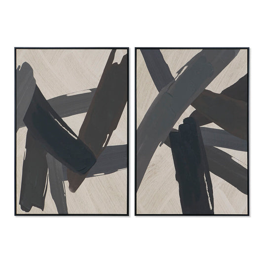 Maleri Home ESPRIT Brun Svart Beige Abstrakt Moderne 83 x 4,5 x 123 cm (2 enheter)