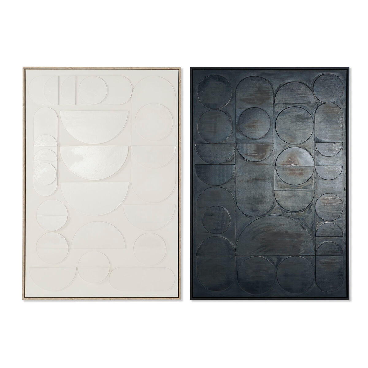 Maleri Home ESPRIT Svart Beige Abstrakt Moderne 83 x 4,5 x 123 cm (2 enheter)