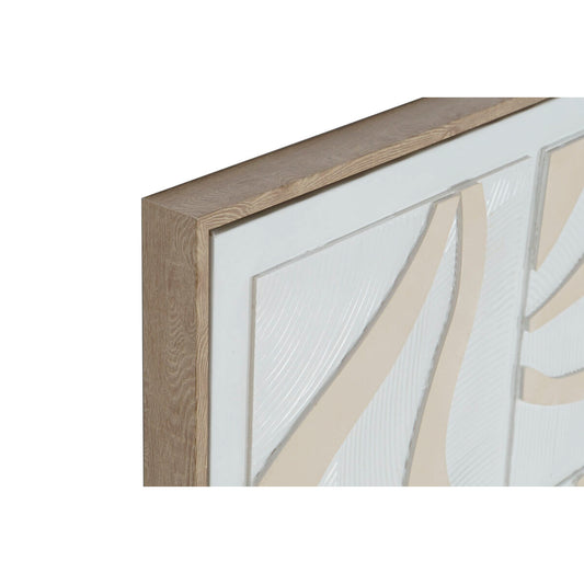 Maleri Home ESPRIT Hvit Beige Abstrakt Skandinavisk 83 x 4,5 x 83 cm (2 enheter)