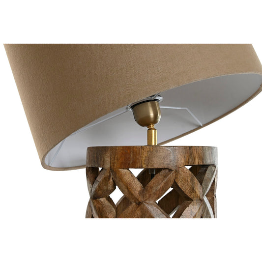 Bordlampe Home ESPRIT Beige Naturell Treverk av mangotre 50 W 220 V 35,5 x 35,5 x 79,5 cm