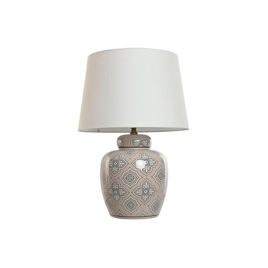 Bordlampe Home ESPRIT Hvit Beige Keramikk 50 W 220 V 43,5 x 43,5 x 61 cm