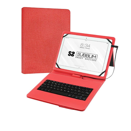 Tastaturetui for Nettbrett Subblim SUB-KT1-USB002 10.1" Rød Spansk Qwerty QWERTY