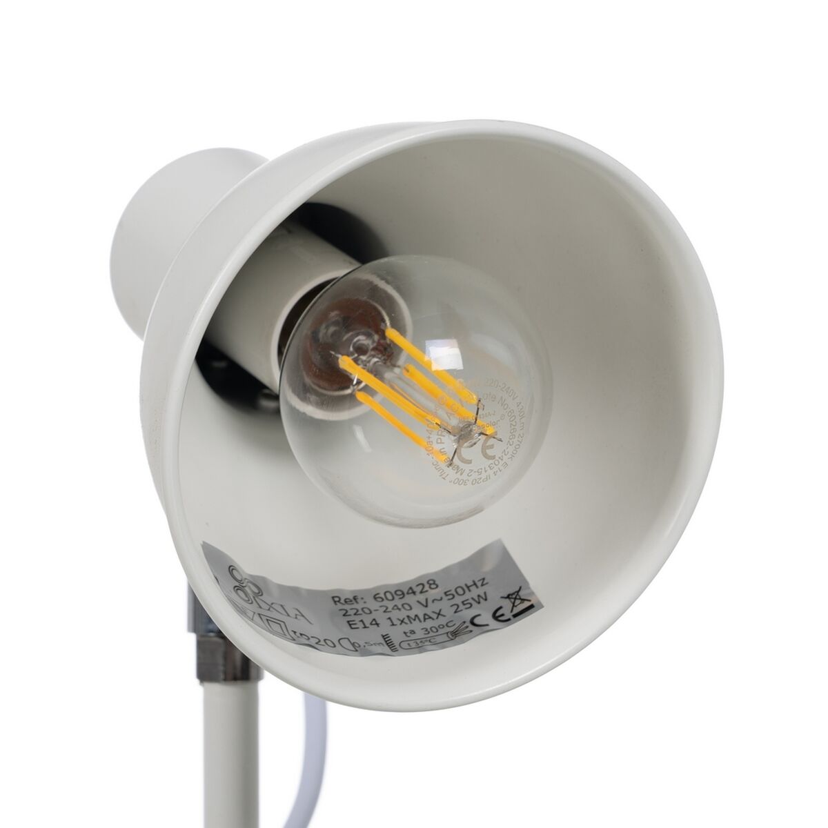 Bordlampe Hvit Jern 25 W 220-240 V 15 x 14,5 x 36,5 cm