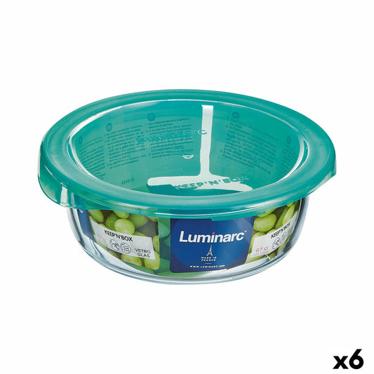 Rund Lunsjboks med Lokk Luminarc Keep'n Lagon 13,5 x 6 cm Turkis 680 ml Glass (6 enheter)