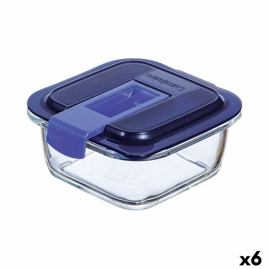 Hermetisk Lunsjboks Luminarc Easy Box Blå Glass (380 ml) (6 enheter)