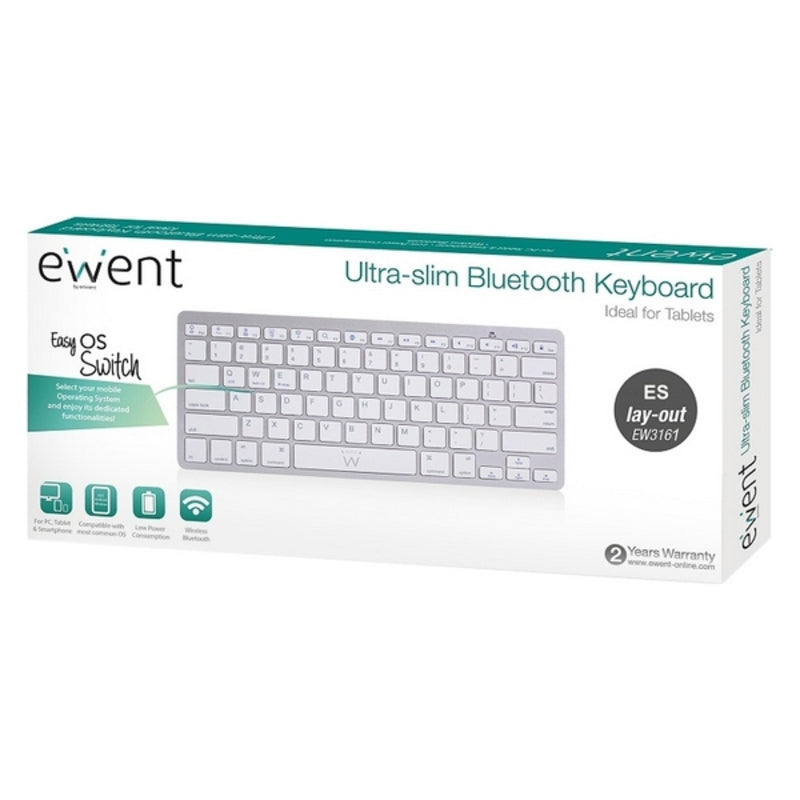 Bluetooth-Tastatur Ewent EW3161 Hvit (Spansk)