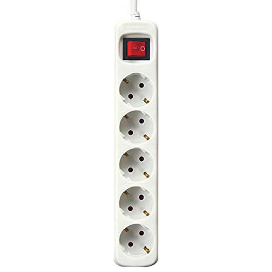 Forgrener - 5 Kontakter med Svitsj Silver Electronics Hvit