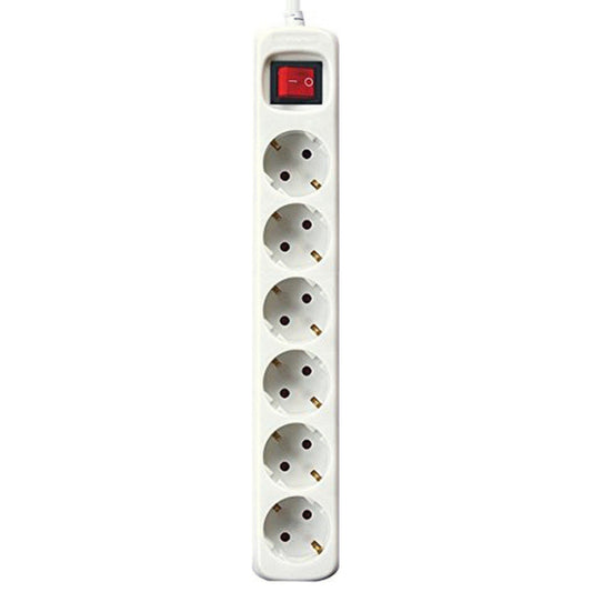 Forgrener - 6 Kontakter med Svitsj Silver Electronics Hvit
