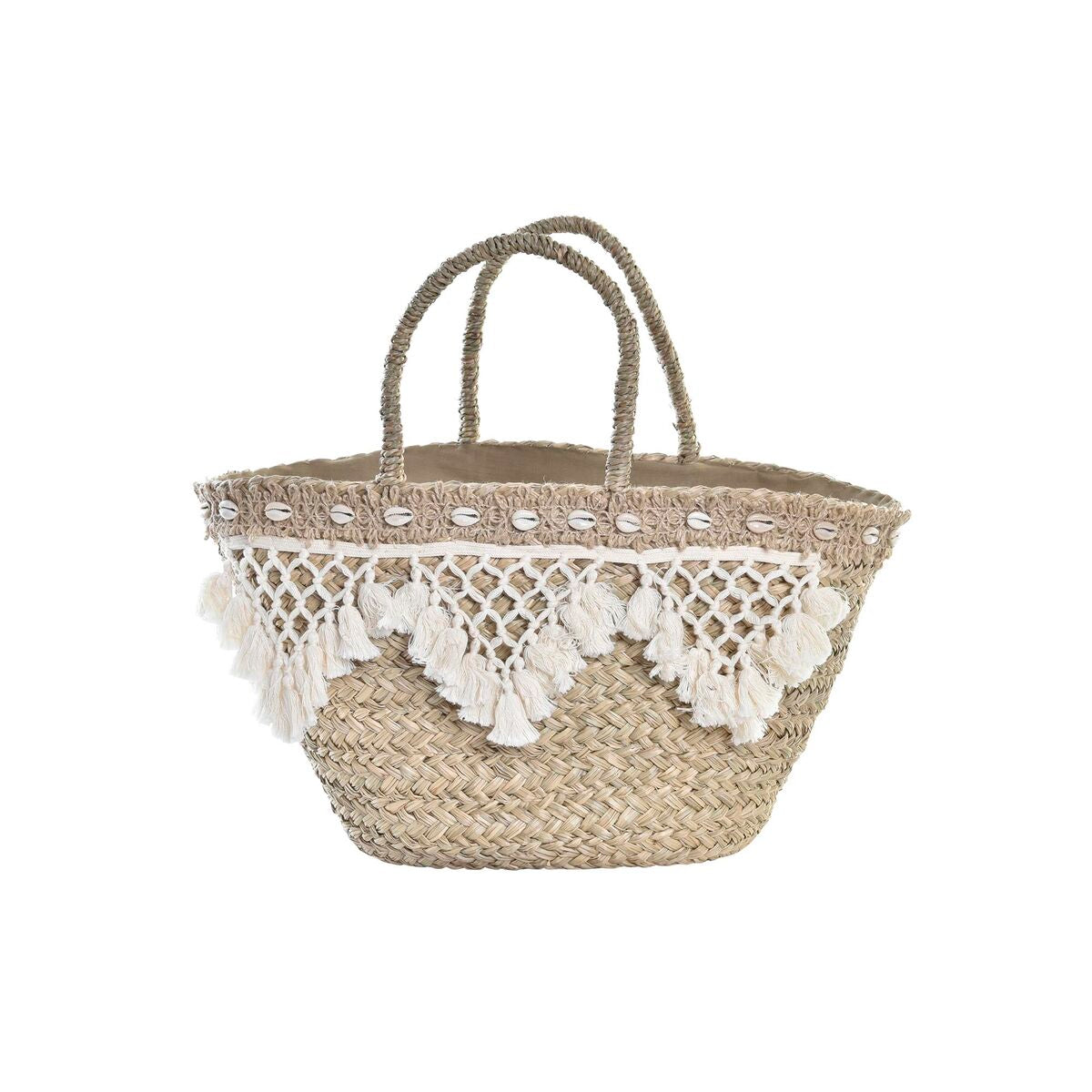 Strangbag DKD Home Decor 56 x 27 x 30 cm Naturell Hvit Sjøgress