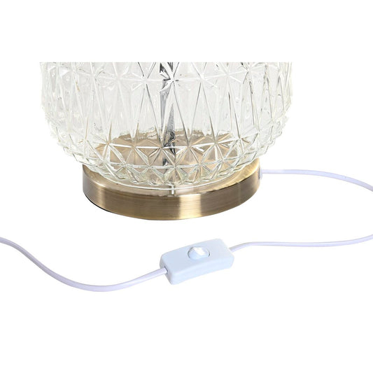 Bordlampe DKD Home Decor 38 x 38 x 54 cm Krystall Beige Gyllen Metall Hvit (2 enheter)