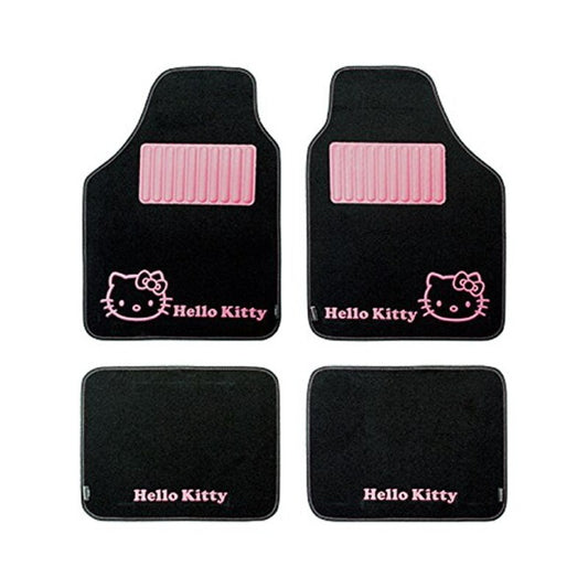 Gulvmattesett til bil Hello Kitty KIT3013 Universal Svart Rosa (4 stk)