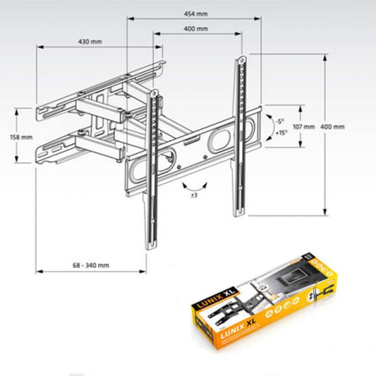 Veggmontering med Arm for TV Axil 0593E 26"-65" 30 Kg Svart