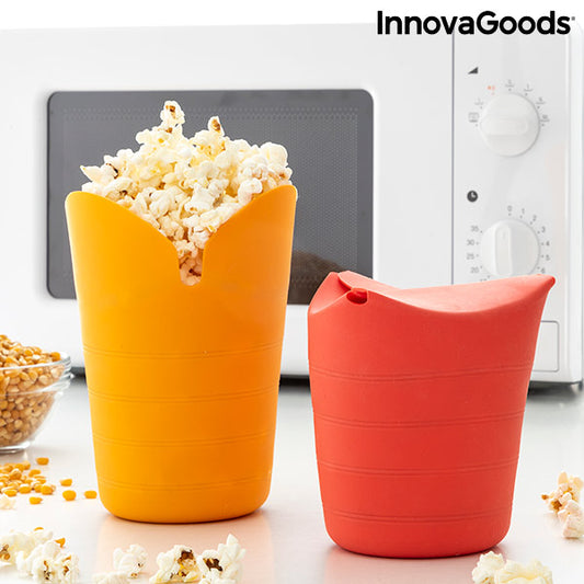 Sammenleggbare Popcornpoppere av silikon Popbox Stretto (Pakke med 2)
